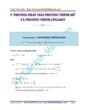 9 Phương pháp giải phương mũ và phương trình Lôgarit - Trần Tuấn Anh